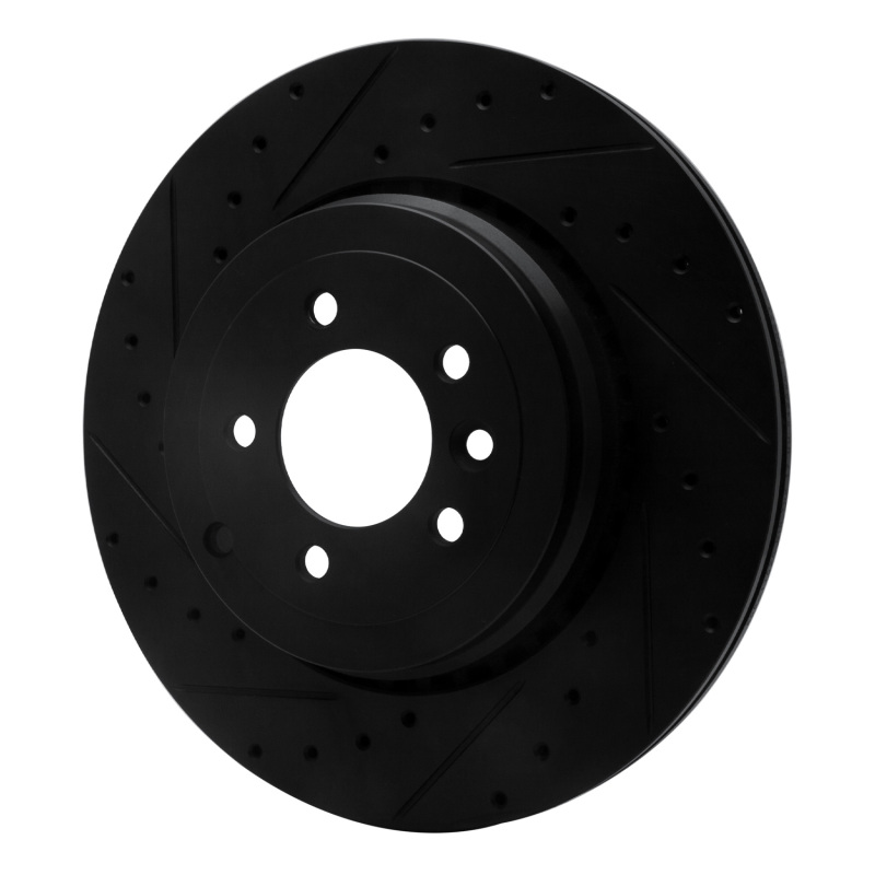 Land Rover Range Rover Sport Brake Rotor (1) - Rear Left - R1 Concepts - Drilled & Slotted - Black - `10-`13